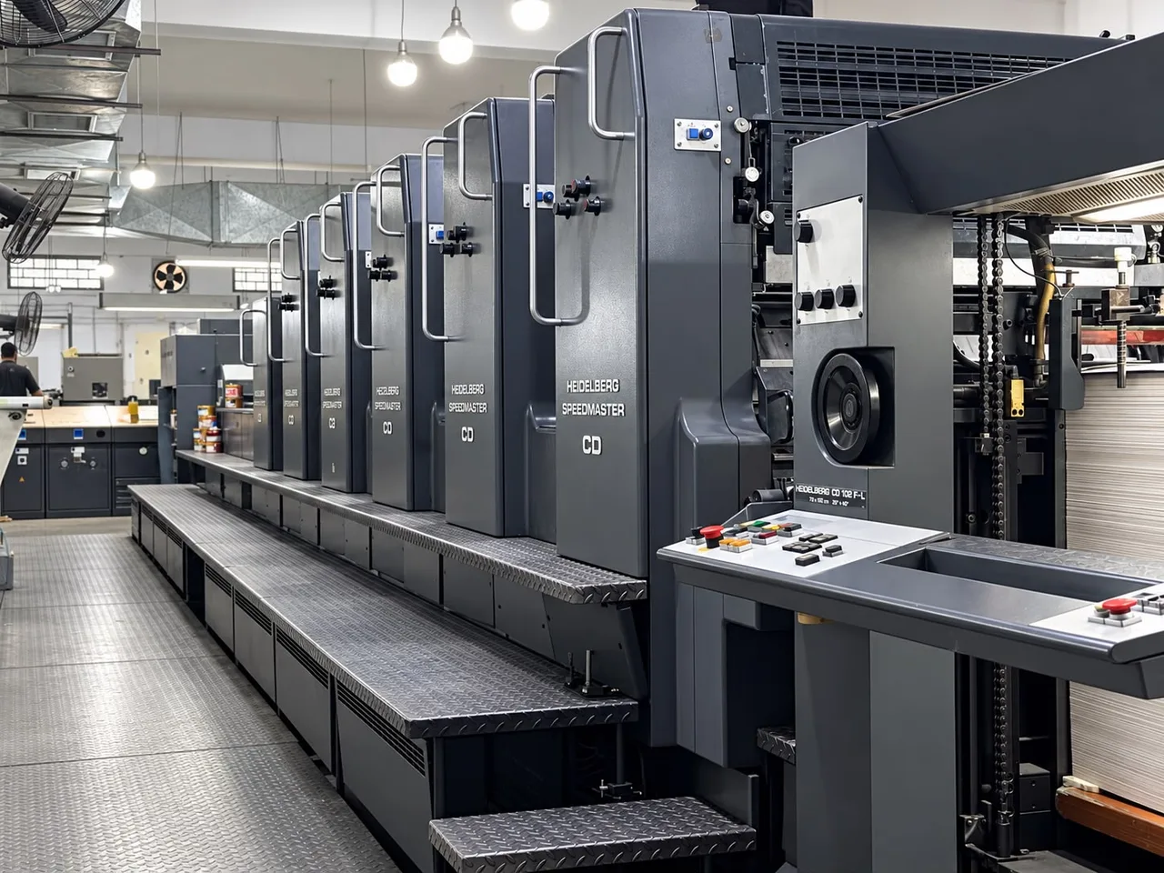 Heidelberg Speedmaster CD 102 multi-colour printing press.